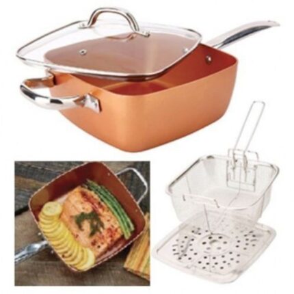 5 in 1 Copper Square Pan