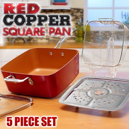 Red Copper Square Pan