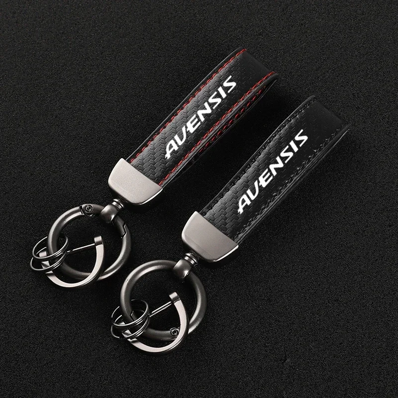 New Car Keychain Buckle Jewelry carbon fiber Leather Keychain for toyota Avensis car Accessories