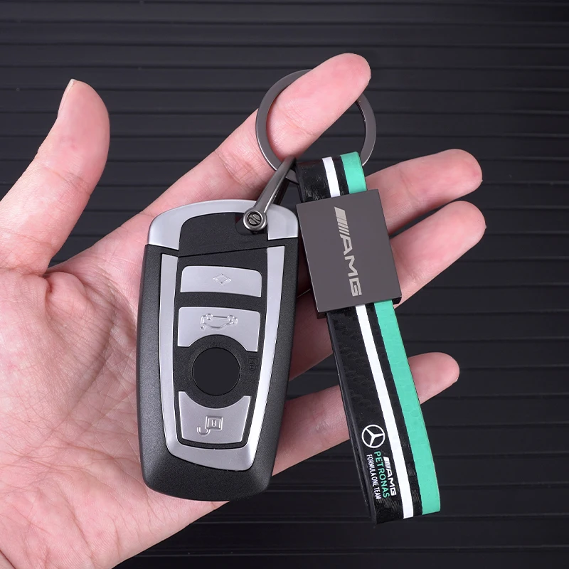 New Racing Style Keychain Car Carbon Fibre Key Fobs Ring For Mercedes Benz AMG W203 W206 W220 W205 W211 W212 W201 W210 W108 W168